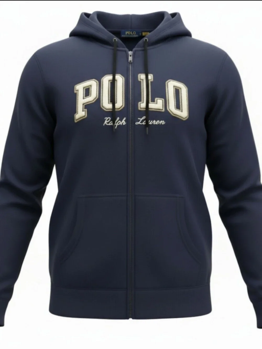 NWT Men's Polo Ralph Lauren Logo-Embroidered Full-Zip Hoodie in Navy Size XL